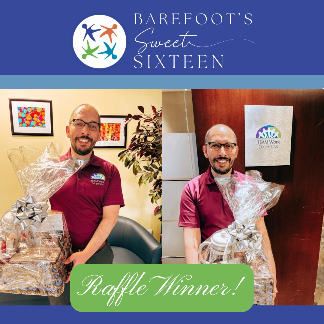 BarefootFacil's tweet photo. We are thrilled to announce Daniel Riley from TEAMWork Cooperative as the winner of our Barefoot Sweet 16 Raffle Draw! Your dedication to supporting individuals in their career journeys is truly inspiring.

Hope you enjoy the sweets!

#BarefootSweet16 #ConversationsThatCount https://t.co/of888U7t5A