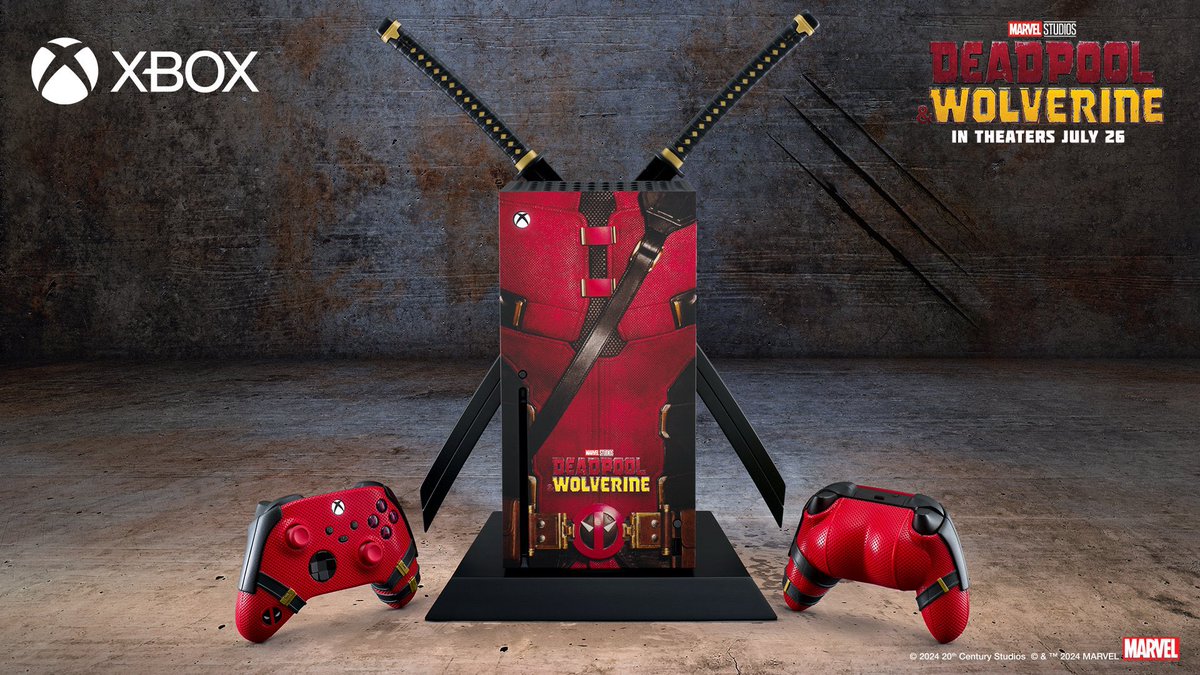 jordnjnes's tweet photo. Marvel Studios &amp; Xbox have teamed up to launch a #DeadpoolandWolverine console giveaway, designed by Wade Wilson himself—including two Cheeky controllers.

To enter, follow @Xbox and quote with #XboxCheekyControllerSweepstakes. https://t.co/itTdoNEhcn