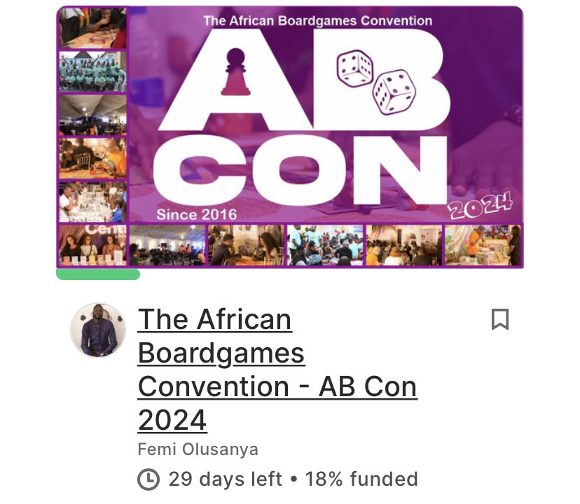 nibcardgames's tweet photo. We are 18% funded after day 1!

Join the wagon and help us reach our goal to host AB Con this year (8th edition). We appreciate all the help🙏🏽

https://t.co/zmHRsGZMms

Tell everyone! It takes a community🤩

#Kickstarter #ABCon2024 #ABCon2024KS Boardgames Tabletopgames #GenCon https://t.co/SgADXLv4sh