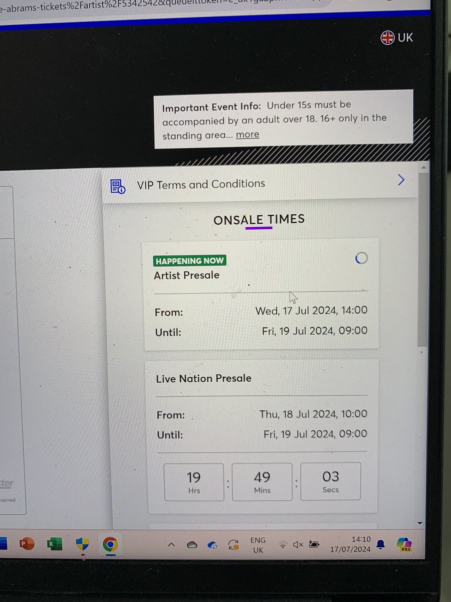 maddiesayshello's tweet photo. anyone else’s gracie abrams artist presale just not letting them in?? i was 400 in queue and i’ve sat here for 5 min with a loading bar UGH 
#ihateticketmaster https://t.co/Tmjm9ytyci