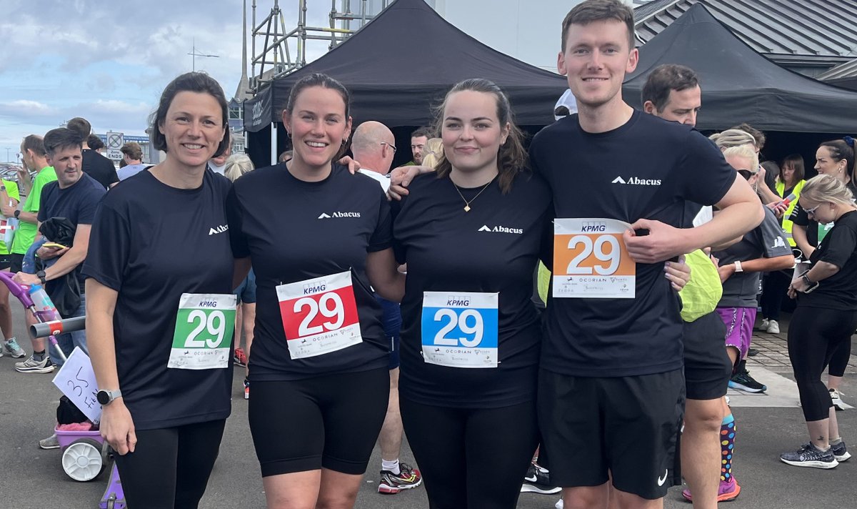 AbacusTrust's tweet photo. Well done team Abacus - Charlotte Talavera, Hannah Kelly, Sam Sharman and Killian Conroy who took part in the KPMG in the Crown Dependencies Prom Relay last Friday raising money for Arlo’s Adventure. Congratulations to everyone who took part, it was a great event. https://t.co/fT3PmNnsel