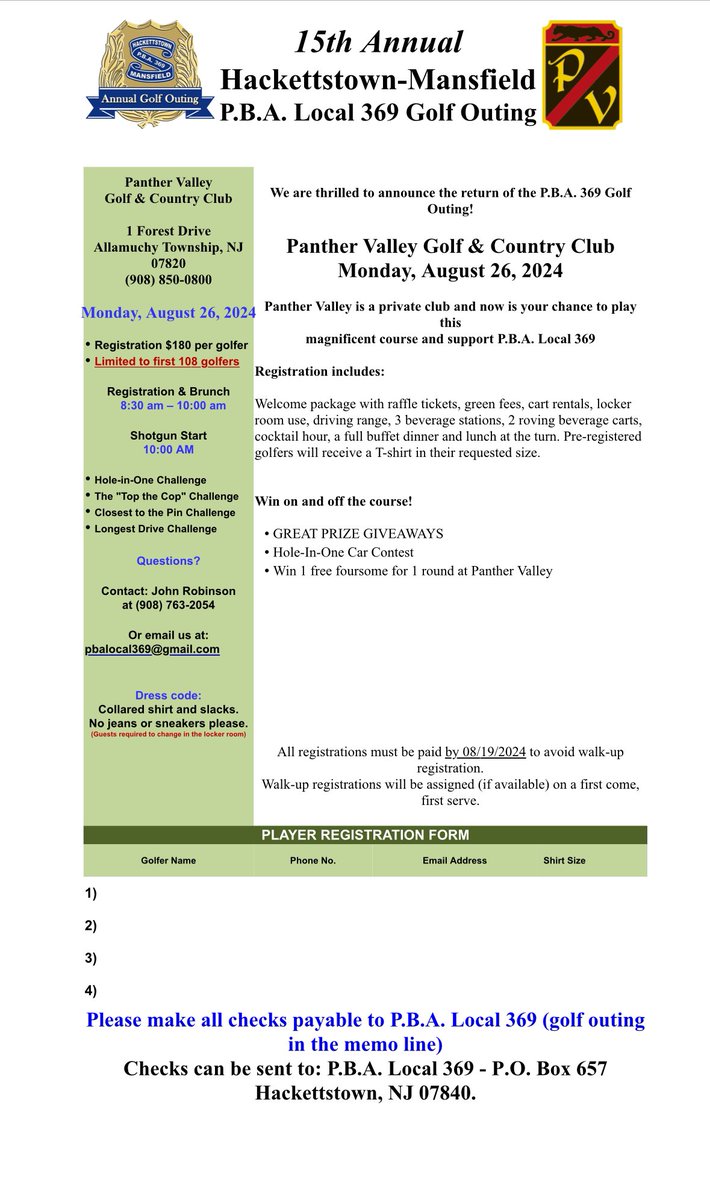 PBALocal369's tweet photo. It's back! Register and sponsor this event today!! See you at Panther Valley Golf &amp; Country Club on Monday, August 26th, 2024! ⛳️☀️ https://t.co/GEH0s8j7rA