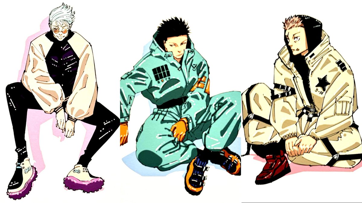 NUEVAS ILUSTRACIONES de Gege Akutami con el TOP 3 de la última encuesta de popularidad de personajes  de Jujutsu Kaisen 😍

Gojo, Megumi y Yuji SIRVIENDO 💁‍♂️