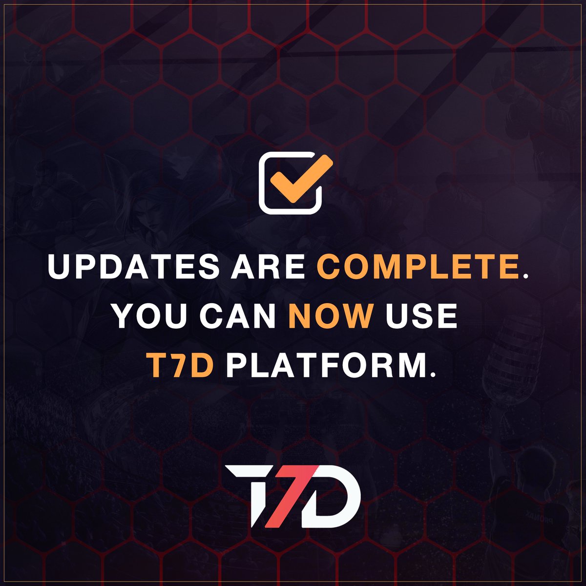 T7D_Gaming's tweet photo. 🎉 Exciting news, gamers! 🎮 The T7D platform is back and better than ever! 🚀 Enjoy new features, exclusive products, and diverse tournaments! 🏆 Log in and join the fun! 📱💥 https://t.co/mINenMQ11F
#T7D_GAMING #T7D_Reboot #GAMING #TOURNAMENTS #EsportsWorldCup https://t.co/1MN4u3YA4o