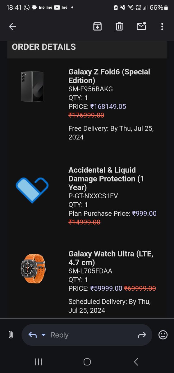 BoleDrPP's tweet photo. @SamsungIndia @BandBajaateRaho @SamsungIndia @SamsungMobile @Samsung @jagograhakjago - Sharing screenshot of the fraudulent bill generated by Samsung India. Order ID - 12154406562. Complaint reference: 186513514. Still no resolution. Stay away from @Samsung galaxy fold 6 booking! https://t.co/yTedVGzqXA