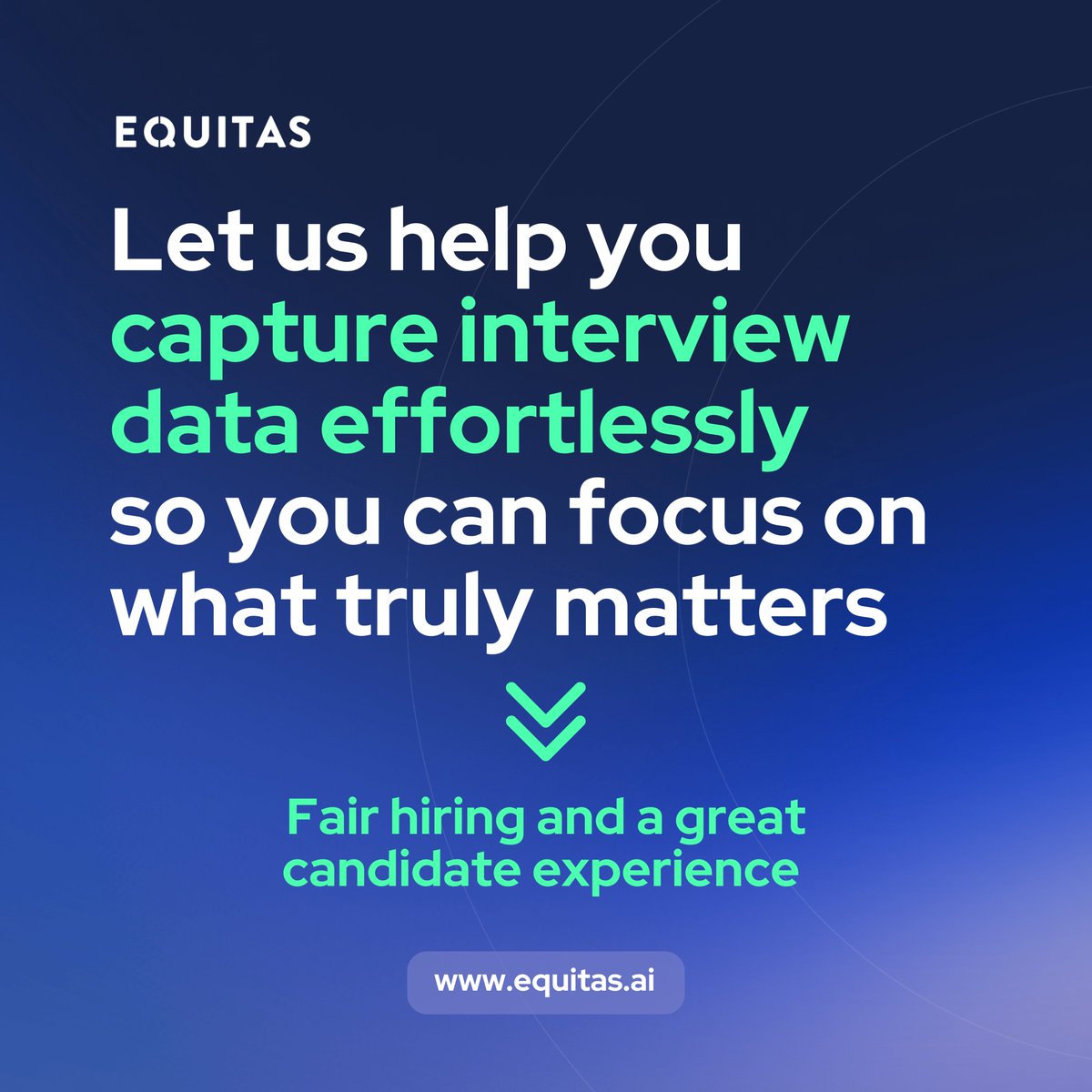 Say goodbye to the hassle of capturing interview data by hand and let us streamline the process so you can focus on what truly matters: Fair hiring practices &amp; an exceptional candidate experience

Discover Equitas ➡️ buff.ly/33n18EW

#HRTech #Interviews #DataCapture