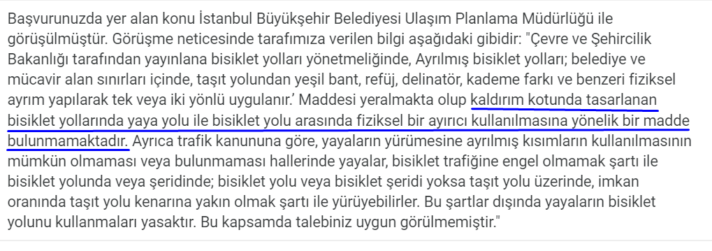 Sahil yolunda ölümlü bir kaza olursa sorumlusu sizsiniz. Cevap o kadar abesle iştigal ki! Zaten ayırdınız Suadiye tarafında bisiklet yolunu, diğer bölgelerde de ayırın. Ayrıca scooterların ne işi var bisiklet yolunda? Zabıtalar ne iş yapar? <a href="/ekrem_imamoglu/">Ekrem İmamoğlu</a>   <a href="/IBBcozummerkezi/">İBB Çözüm Merkezi</a>
