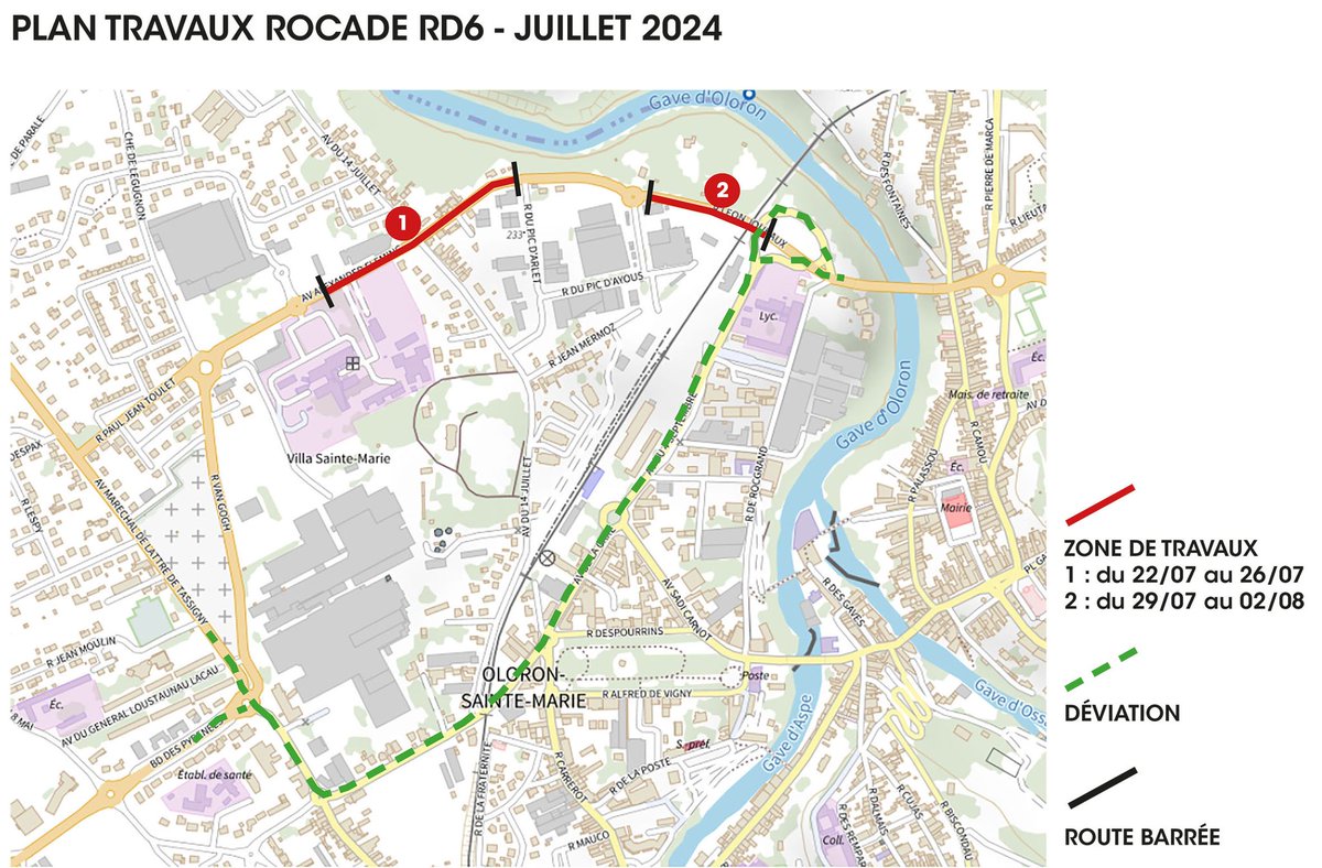 La rocade coupée sur deux portions | Du 22 juillet au 2 août

Pour des raisons de sécurité, le Conseil départemental a planifié des travaux sur la rocade d’Oloron, pendant deux semaines, du 22 juillet au 2 août.