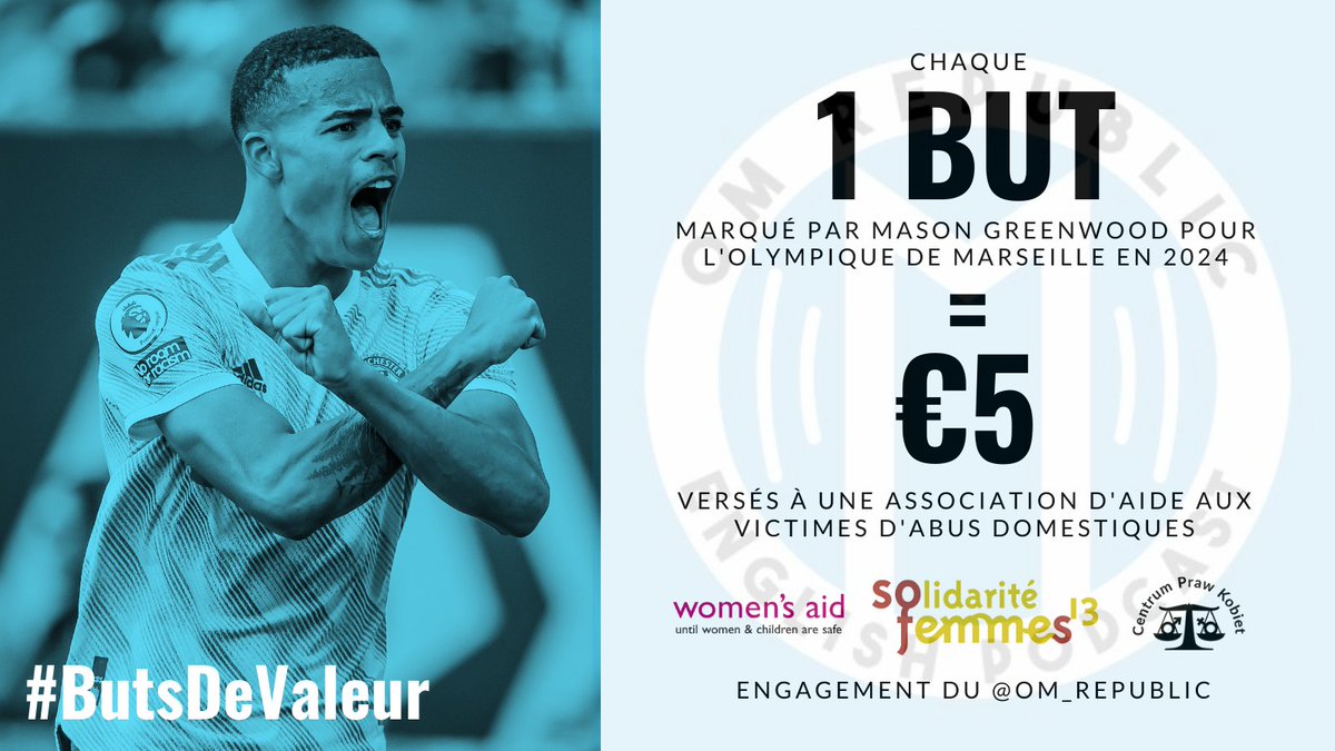 om_republic's tweet image. Certaines choses sont hors de notre contrôle, d'autres non. Pour chaque but marqué par MG, je donnerai 5 € à une association d'aide aux femmes. Transformons cela en quelque chose de positif et défendons les valeurs de l'OM. Rejoignez-moi &amp;amp; RT svp.
#ButsDeValeur #TeamOM