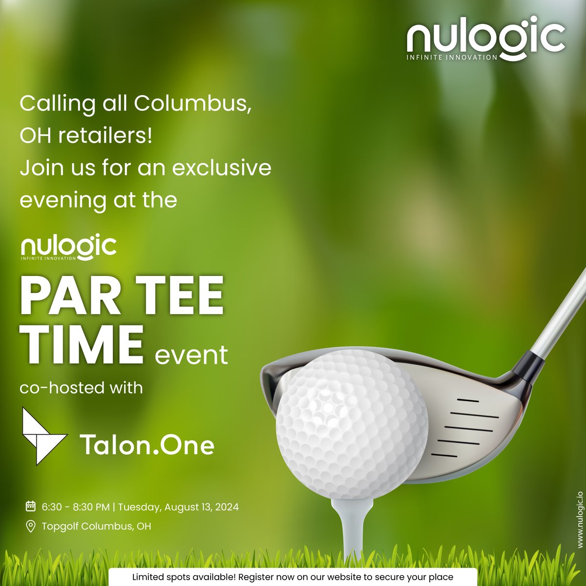 NUTechnologyInc's tweet photo. Attention hashtag#Retailers! 

Attending Columbus Retail Summit. Don’t miss out to join NULogic and https://t.co/HPYDIosbRQ. for an exclusive evening of networking and fun at TopGolf Columbus on Tuesday, August 13th, from 6:30-8:30 PM. 

RSVP now: https://t.co/TyftZcnzUo https://t.co/vjumEwmPD0