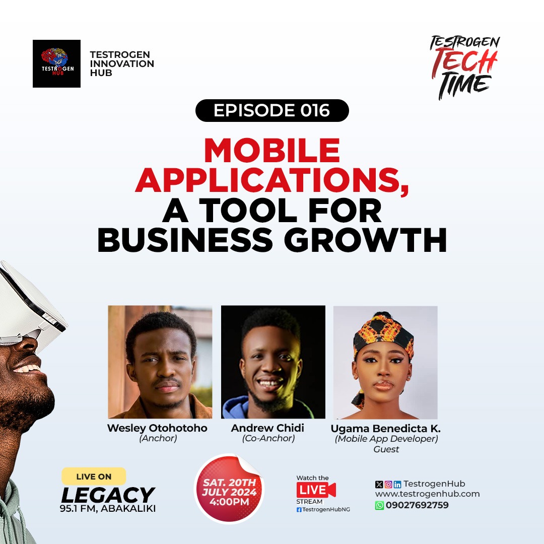 TestrogenHub's tweet image. Every service offering business may need a mobile app 🚀🎊
Join us this week Saturday by 4pm as we discuss with industry experts on Legacy 95.1FM 😊
#TestrogenTechTime
#thinksolutions