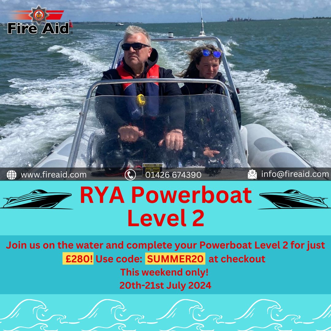 It's your last chance to get this amazing offer of a RYA Powerboat Level 2 course for only £280! We only have 2 spaces left so be quick!🏃

I think summer☀️ is finally due to arrive so what better way than to enjoy it on the water?!🌊🚤
fireaid.com
#RYATraining #pb2