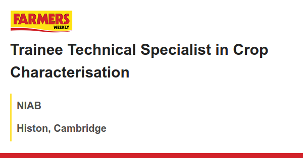 NIAB: Trainee Technical Specialist in Crop Characterisation dlvr.it/T9jVv4