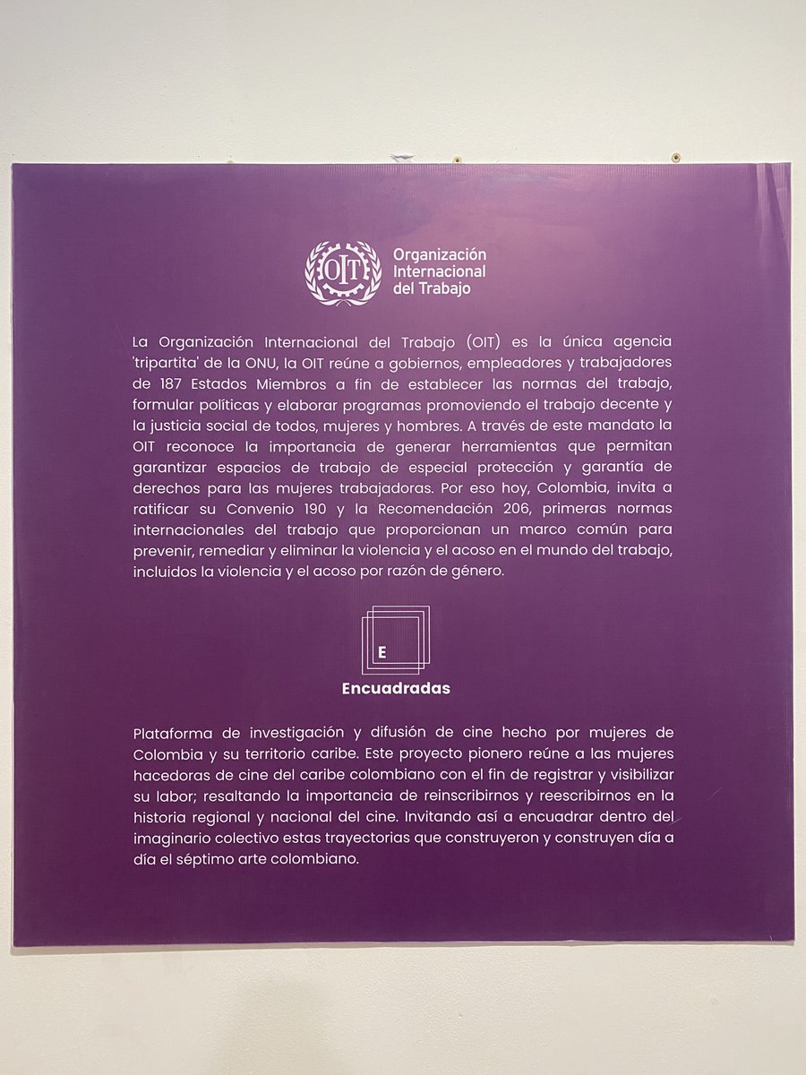 OITAndina's tweet photo. Hablando de #TrabajoDecente y cine💪🏼

A través de la exposición ‘Reencuadrando la historia’ en @UninorteCO junto a @encuadradas_ reconocemos a las pioneras del cine y reflexionamos sobre la violencia y el acoso en el marco de la ratificación #C190 en 🇨🇴

Visita hasta el AGO 2🎞️ https://t.co/pzAO9ABtp9
