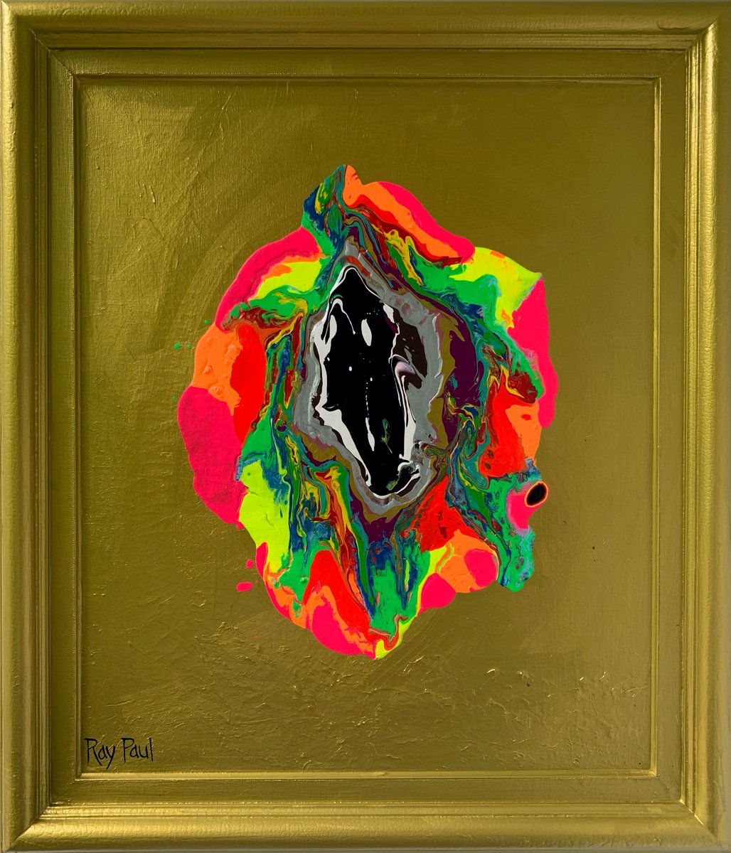 raypaul4's tweet image. "Gold-Green Chakra," acrylic, latex and enamel on canvas and frame, 25" x 28" 2024 #abstractart #abstractpainting #popexpressionism #neonpainting #chakraart #metallicpainting #neonkundalini