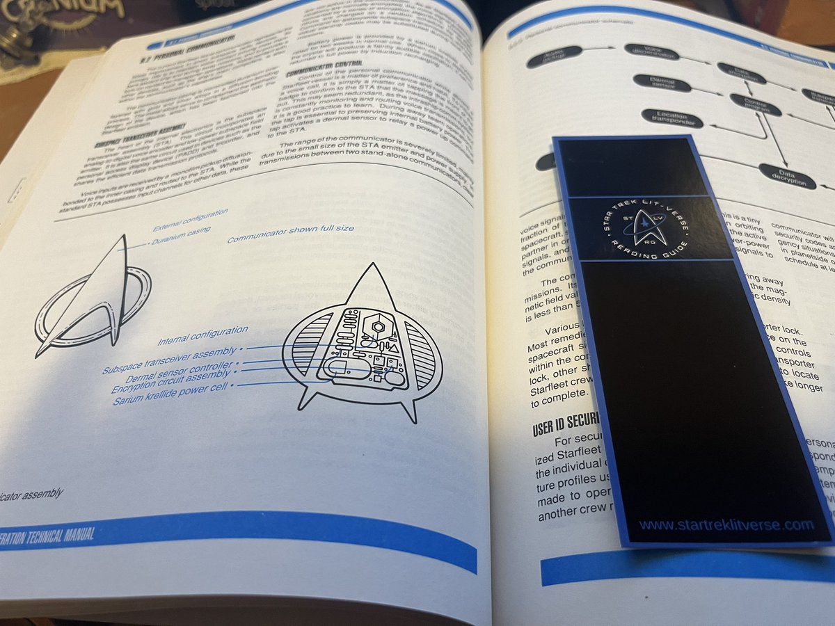 My <a href="/ryan1234560/">RW</a> book mark arrived today 🖖

Pride of place in the ST:TNG tech manual.

#TrekLit