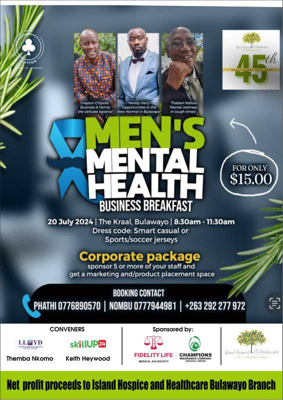 <a href="/IslandHospiceZW/">Island Hospice Zim</a> The count down begins!Are we all ready?
#mensmentalhealth#mentalhealthmatters#TogetherWeCan#breakthestigmaofmentalhealth