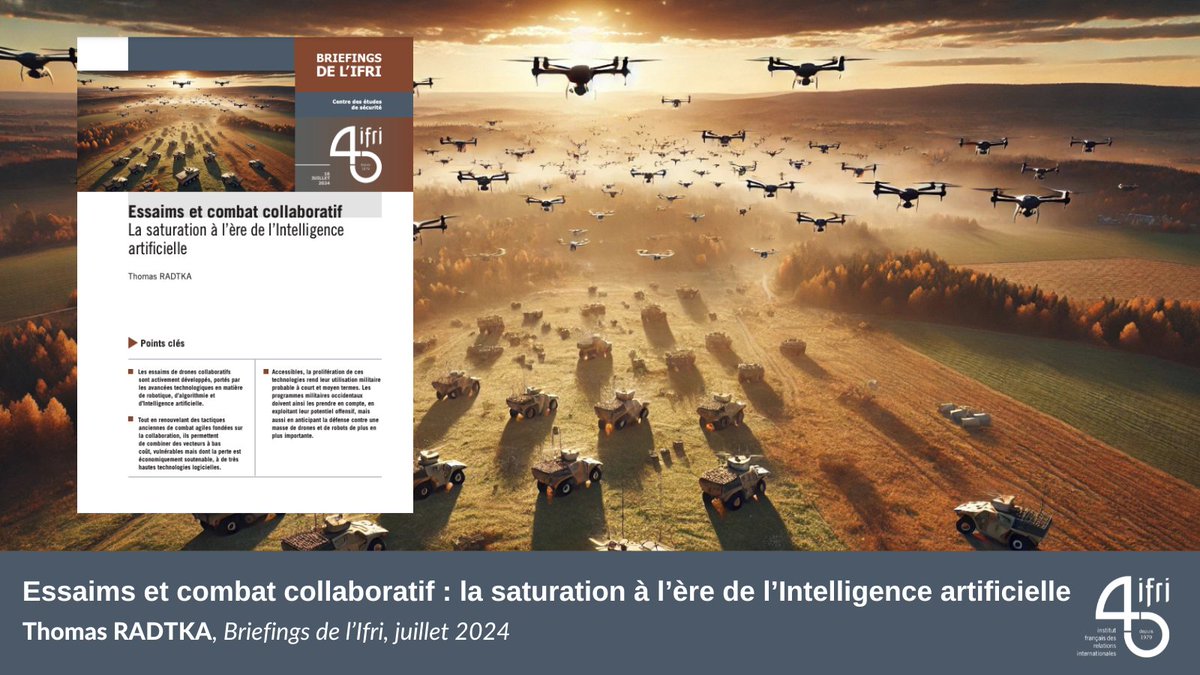IFRI_'s tweet photo. La technologie des essaims de drones collaboratifs constitue-t-elle une révolution dans la capacité d’attaque par saturation ou n’est-elle qu’un simple changement d’échelle ?

« Ces essaims du futur cumuleront l’avantage du nombre, grâce à l’utilisation de vecteurs à bas-coûts, et la performance d’effecteurs de très hautes technologies grâce au développement des algorithmes d’IA. Leur accessibilité rend probable leur prolifération auprès d’États dotés de moyens financiers relativement faibles, mais aussi auprès d’acteurs para- et non-étatiques. Aussi, il n’est pas impossible que le premier essaim utilisé en opération, sans atteindre une pleine capacité opérationnelle, soit programmé par un acteur de second rang, se fondant sur des innovations provenant directement du terrain. Les armées occidentales devront nécessairement prendre en compte cette nouvelle manière de conduire les combats offensifs et défensifs. »

🔗 https://t.co/307nx26wCK