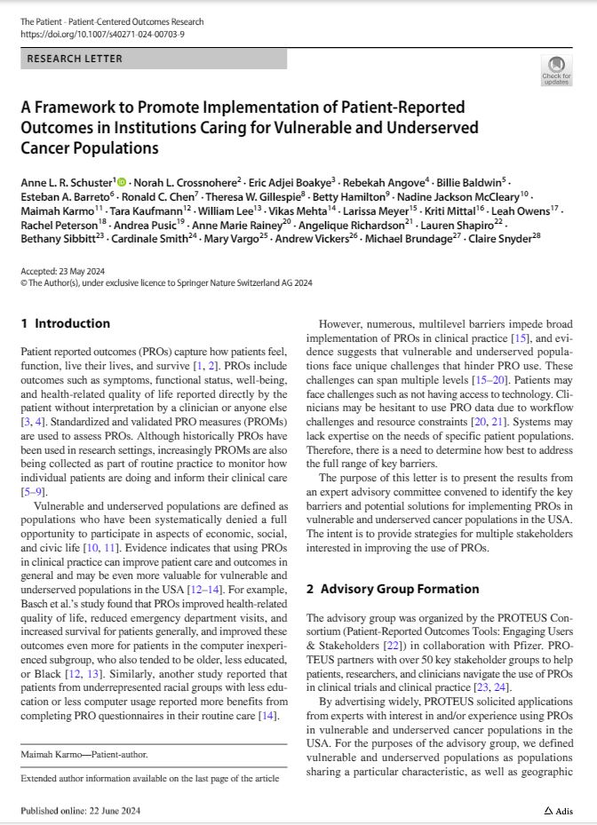 Disparities Solutions Center (@mghdisparities) on Twitter photo DSC Faculty, Esteban A. Barreto, PhD, MA, new publication "A Framework to Promote Implementation of Patient-Reported Outcomes in Institutions Caring for Vulnerable and Underserved Cancer Populations" is now available here: rdcu.be/dLC3g <a href="/EBarretoPhD/">Esteban Barreto</a> DSC Faculty, Esteban A. Barreto, PhD, MA, new publication "A Framework to Promote Implementation of Patient-Reported Outcomes in Institutions Caring for Vulnerable and Underserved Cancer Populations" is now available here: rdcu.be/dLC3g <a href="/EBarretoPhD/">Esteban Barreto</a>