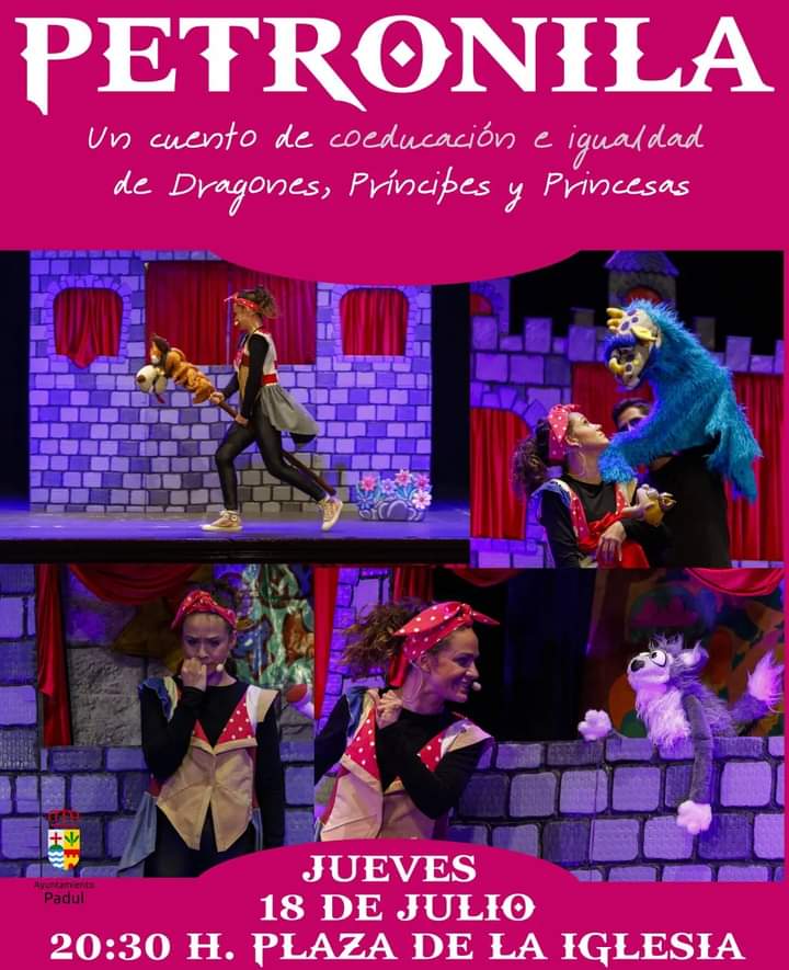 PETRONILA 🐉🤴👸

Un cuento de coeducación e igualdad de dragones, príncipes y princesas

El jueves 18 de julio en la Plaza de la Iglesia a las 20:30 h