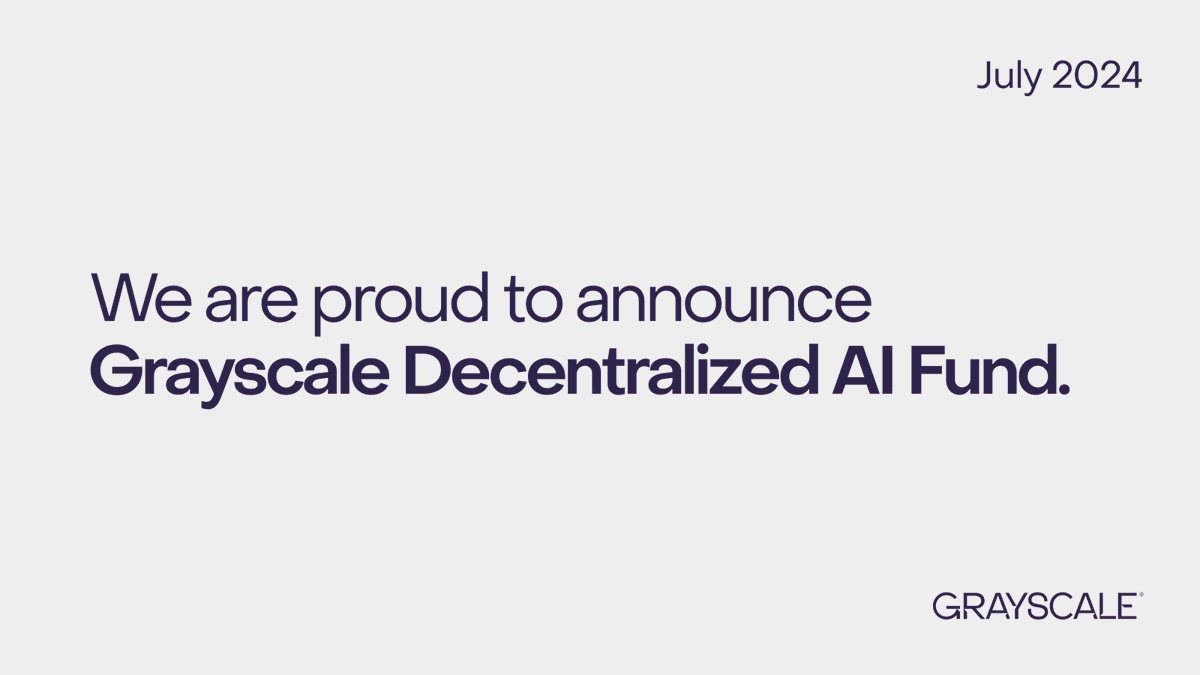 We’re pleased to announce the launch of our newest private placement investment product, Grayscale Decentralized AI Fund. Available to eligible accredited investors.

$NEAR $RNDR $FIL $LPT $TAO

See important disclosures or speak directly to a team member: grayscale.com/crypto-product…