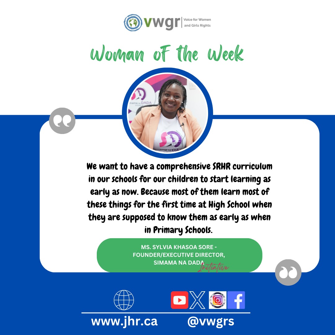 A comprehensive #SRHR curriculum shall be key for the young girls to have the ability to access tailored information and services that will pave the trajectory of their lives and the lives of those around them.

<a href="/jhrnews/">Journalists for Human Rights (JHR)</a>
<a href="/simamanadada/">Simama Na Dada Initiative</a>
#WomanoftheWeek.