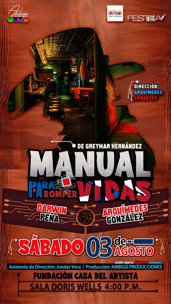 AmbiguPROD's tweet photo. ¿Se puede modificar el comportamiento Humano? MANUAL PARA ROMPER VIDAS una pieza de Greymar Hernández que tendrá una única función el 03/08/24 a las 4pm en la casa del artista. Preventa 2 X 15$ a través 04242739267 #teatro #Caracas #Festea https://t.co/uSYd9L89x3