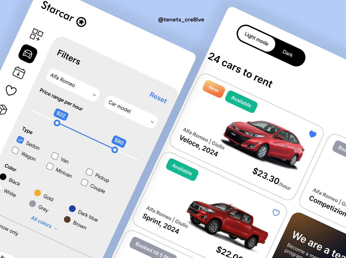 etaiwo331's tweet photo. Am trying to master UI design, here is a car rental site dashboard I replicate

#figma #UIreplication #uidesign #UIUX #app #UIUXcompany https://t.co/nvDN1L4CPK