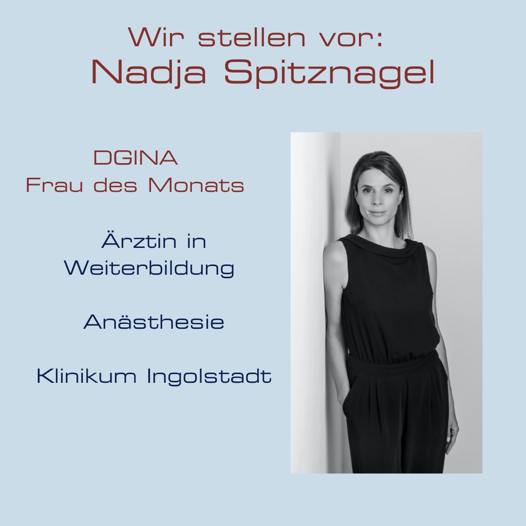 ✨️DGINA Frau des Monats: Nadja Spitznagel✨️

👑 FÄ für Innere Medizin, aktuell ÄiW Anästhesie, ZB Notfallmedizin und Intensiv, Diplom Public Health

♀️aktives Mitglied AG Frauen

#WomenInMedicine #Notfallmedizin