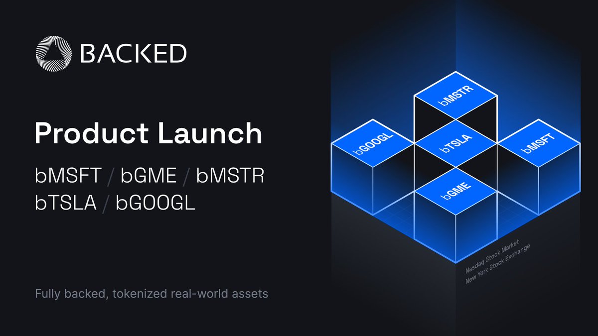 BackedFi's tweet image. We just launched five new tokenized stocks: bMSFT (Microsoft), bMSTR (MicroStrategy), bTSLA (Tesla), bGOOGL (Alphabet Class A), and bGME (GameStop). Five new opportunities to get exposure to real-world assets on-chain🔗

Each bToken is fully collateralized, meaning it&apos;s backed…