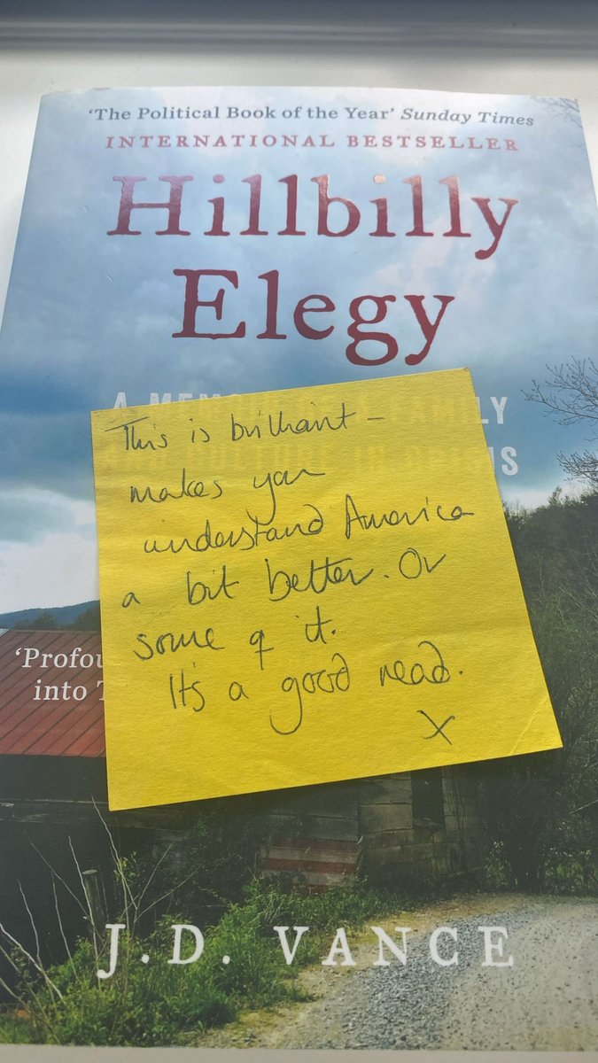 emsie40's tweet photo. Didn't think I knew who JD Vance was. Turns out I did. A prescient birthday present from a friend about 6 year ago

It does help you understand a bit better why people vote for Trump. And it is a good read

But it doesn't make me feel any better about a Trump/Vance presidency https://t.co/P4sLXlHLZl