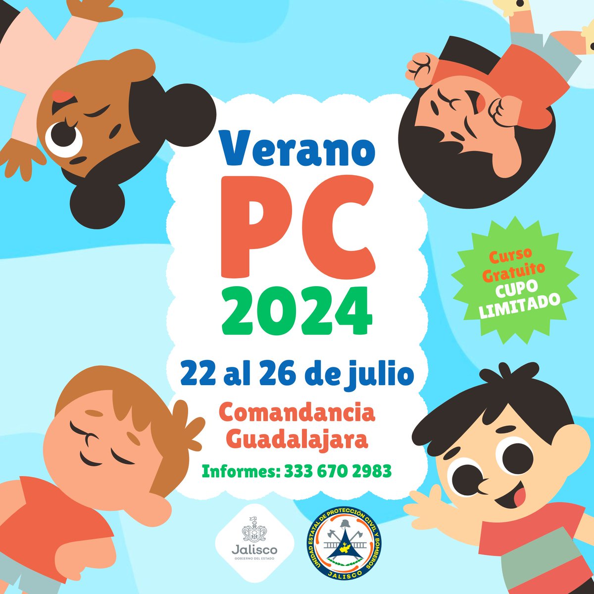 PCJalisco's tweet photo. ¡Ya viene nuestro Curso de #VeranoPC 2024!
Podrán participar niñas y niños de 8 años en adelante, jóvenes y adultos. El curso es gratuito. CUPO LIMITADO.
Regístrate en: https://t.co/WdHrcehm7o
#OrgullososDeServir 👧 🧒 https://t.co/WzQ1zfuGTl