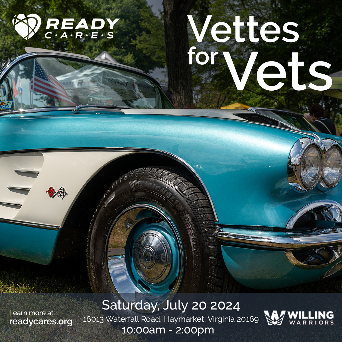 ready_cares's tweet photo. Just 3 days away 📣 Join Ready Cares and Willing Warriors @SOWW_va in Haymarket, VA for Vettes for Vets!  

Be there on Saturday, July 20th, at 10:00 AM for cars, games, food, and fun, and support our nation's Veterans!

https://t.co/1Zxtb1RPhd

#Veterans #CarShow #Fundraiser https://t.co/A8EHqUCKzb