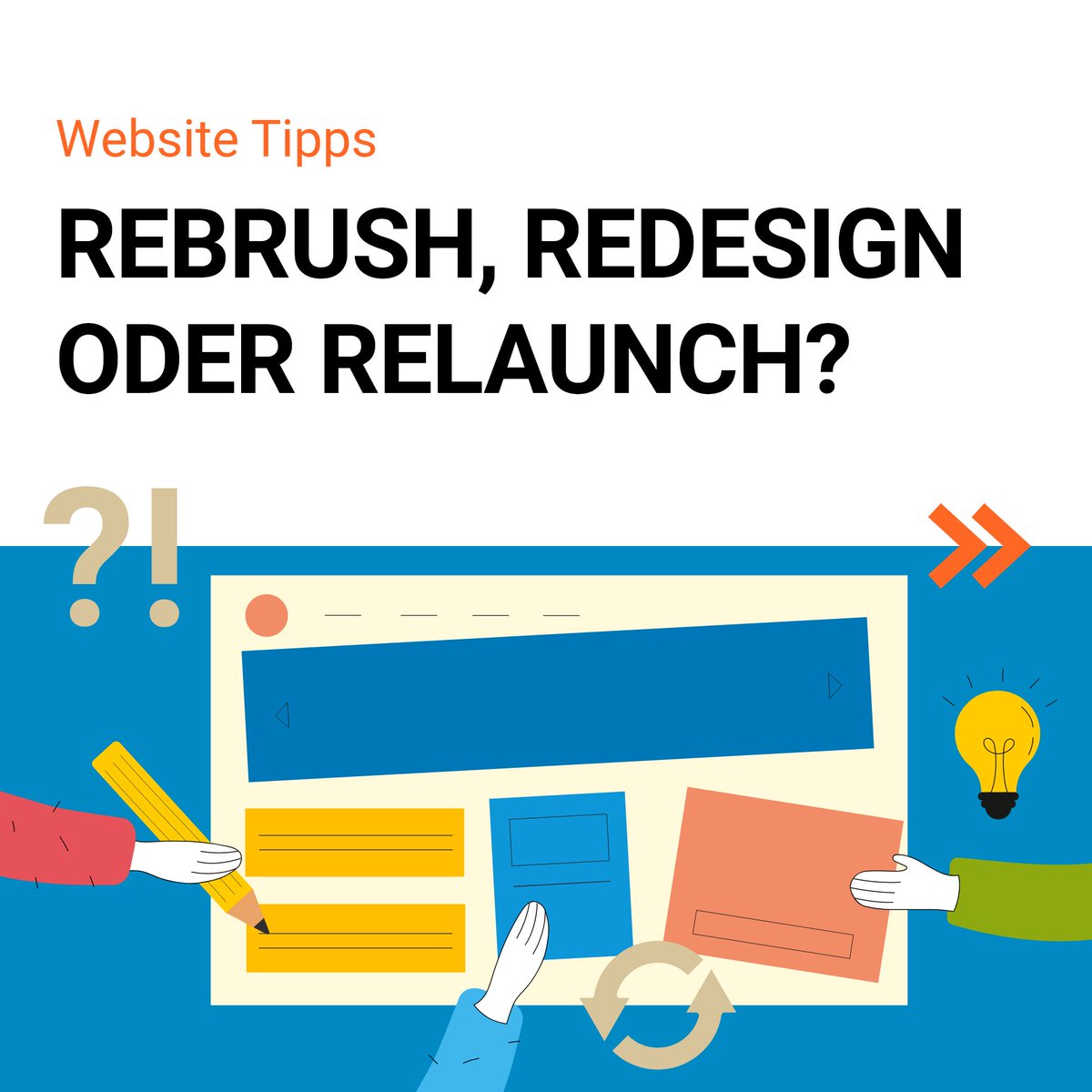 SimpleThings_de's tweet photo. Mit der Zeit verändern sich die Bedürfnisse und Anforderungen einer Webseite eines Unternehmens. #Rebrush, #Redesign oder #Relaunch? Was ist das richtige für meine Webseite? Wir beraten dich gerne dabei, deine Seite aktuell zu halten und ihr neuen Glanz zu verleihen. https://t.co/ORzuEhJ2wH
