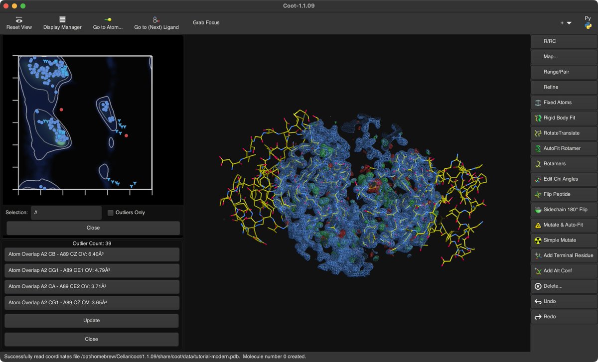 Ag_smith's tweet image. 🎉 New formula Coot 1.1.09 in Brewsci/bio for Linux and macOS! 
ℹ️ Crystallographic Object-Oriented Toolkit
🍺 brew install brewsci/bio/coot
#Bioinformatics