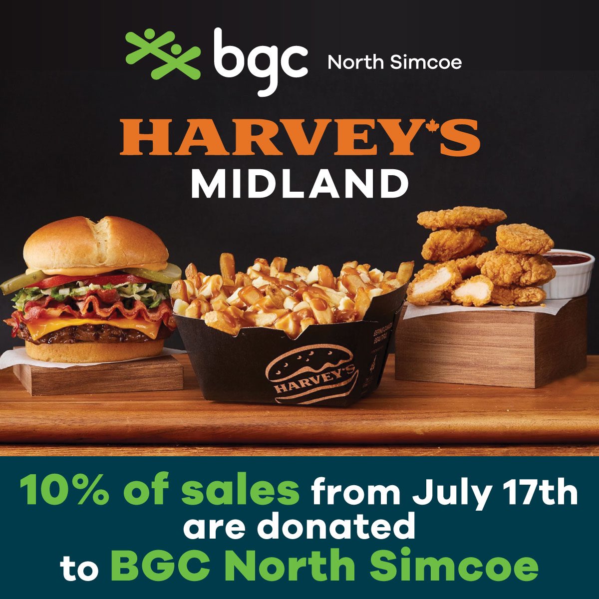 Let Harvey’s Midland do the cooking today in support of the Club!! #bgcnorthsimcoe