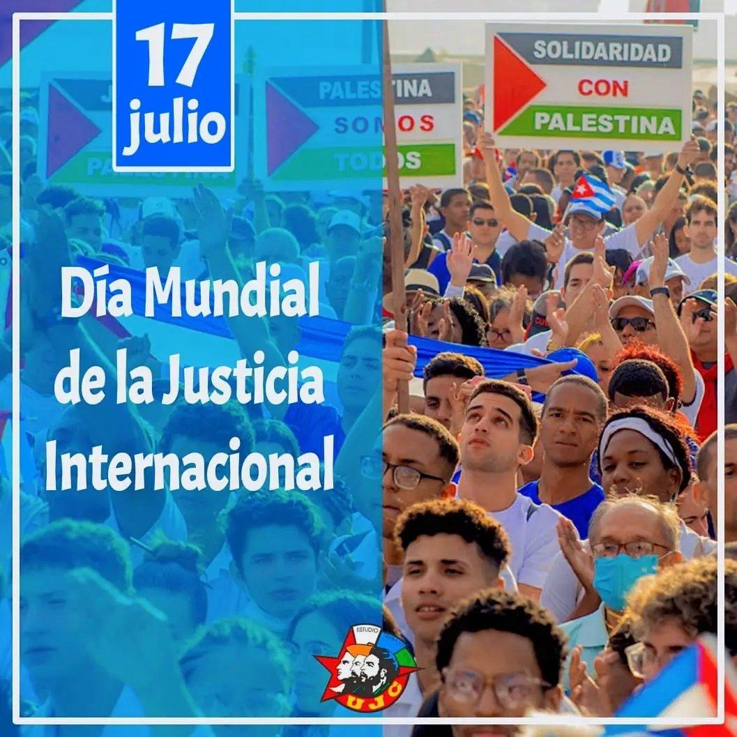 En el Día Mundial de la Justicia Internacional exigimos el cese inmediato del genocidio contra el pueblo de #Palestina.

 Hasta la fecha han perdido la vida más de  38.600 personas, la mayoría mujeres y niños. #FreePalestine 🇯🇴 desde #VillaClara.🇨🇺