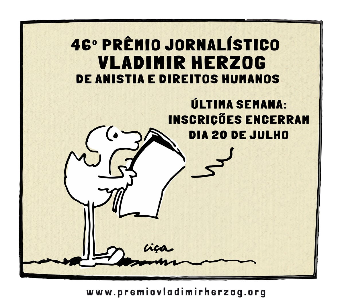 premioherzog's tweet photo. Corre que ainda dá tempo de se inscrever no Prêmio Vladimir Herzog. As inscrições estão abertas até 20 de julho!
Saiba mais no link na bio.
#premiovladimirherzog #direitoshumanos #46premiovladimirherzog2024 #democracia https://t.co/71djwRn3Pz