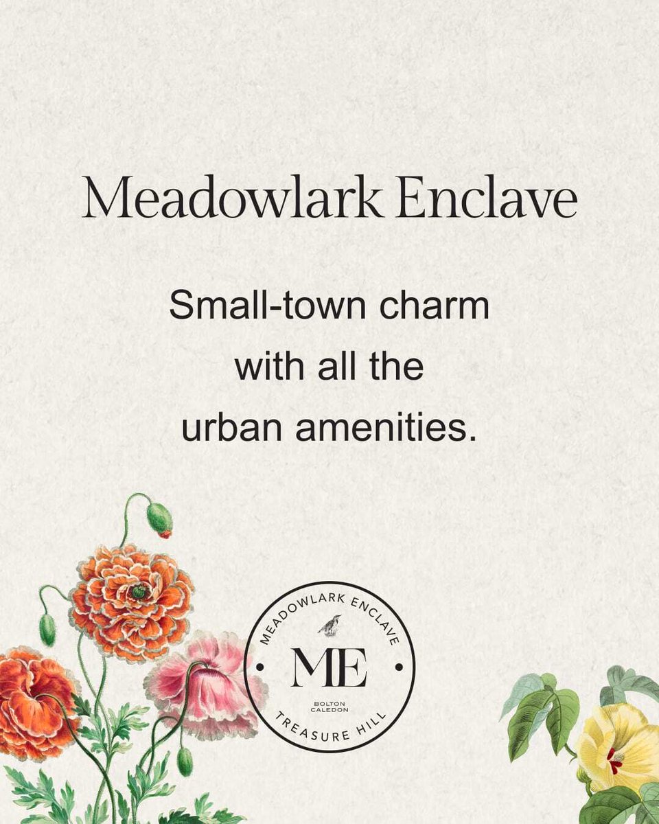 Discover the perfect blend of small-town charm and modern convenience at Meadowlark Enclave in Bolton. Your dream home awaits in this picturesque community surrounded by parks, recreation centres, and urban amenities. #BoltonLiving #MeadowlarkEnclave