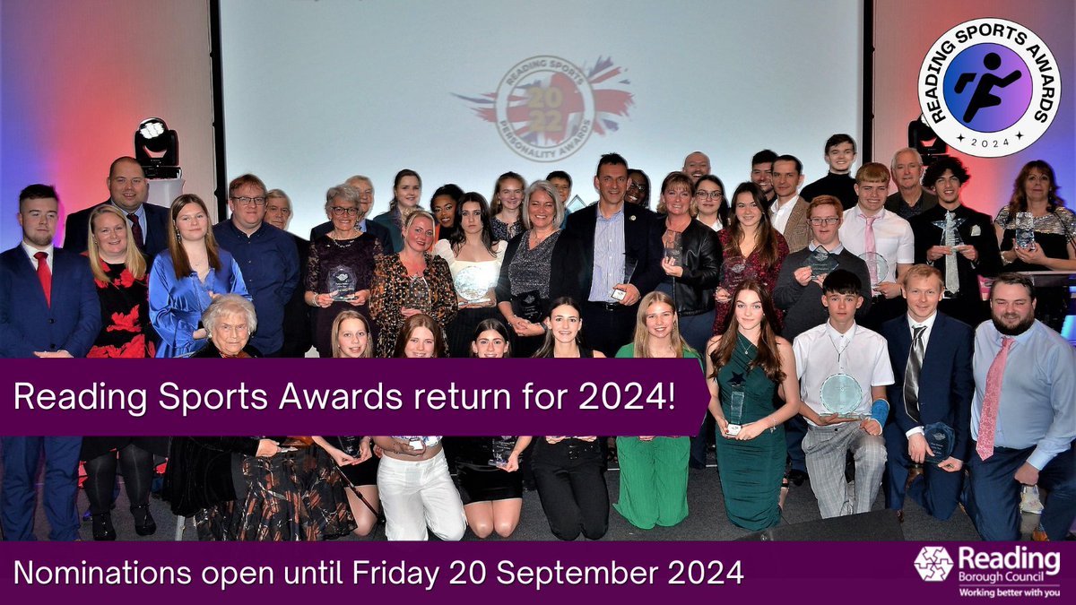 <a href="/RdgSportsAwards/">Reading Sports Awards</a> in partnership with <a href="/sportinmind/">Sport in Mind</a> are showcasing Reading’s sporting stars and inviting everyone to nominate their heroes!
Submit your nomination by 20 September 2024 at rdguk.info/sMn0C

#rdguk