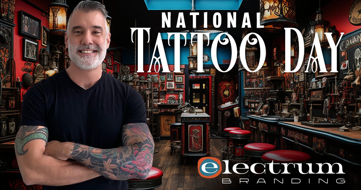 ElectrumBrand's tweet photo. No stranger to the tattoo needle, Eletrum Branding President Roger Hicks wishes everyone a colorful, expressive and empowering #NationalTattooDay.  Feel free to show us your ink in the comments below. https://t.co/J9kV28WP4c