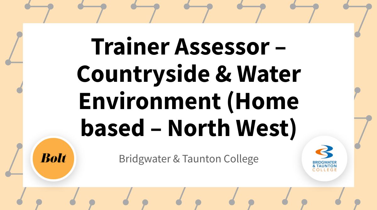 Now hiring! Trainer Assessor – Countryside &amp; Water Environment (Home based – North West) at Bridgwater &amp; Taunton College - 📍West Yorkshire  - Apply on our website or browse through 1,000s of FE, Skills &amp; Learning jobs hiring right now 🙌buff.ly/3Y1aN1E