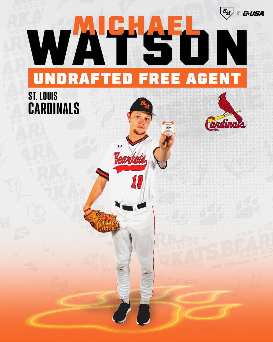 Sam Houston Baseball (@bearkatsbsb) on Twitter photo Congrats to our guy Michael Watson on signing a free agent deal with the <a href="/Cardinals/">St. Louis Cardinals</a>
Go get โem Mike!! #EatEmUpKats Congrats to our guy Michael Watson on signing a free agent deal with the <a href="/Cardinals/">St. Louis Cardinals</a>
Go get โem Mike!! #EatEmUpKats