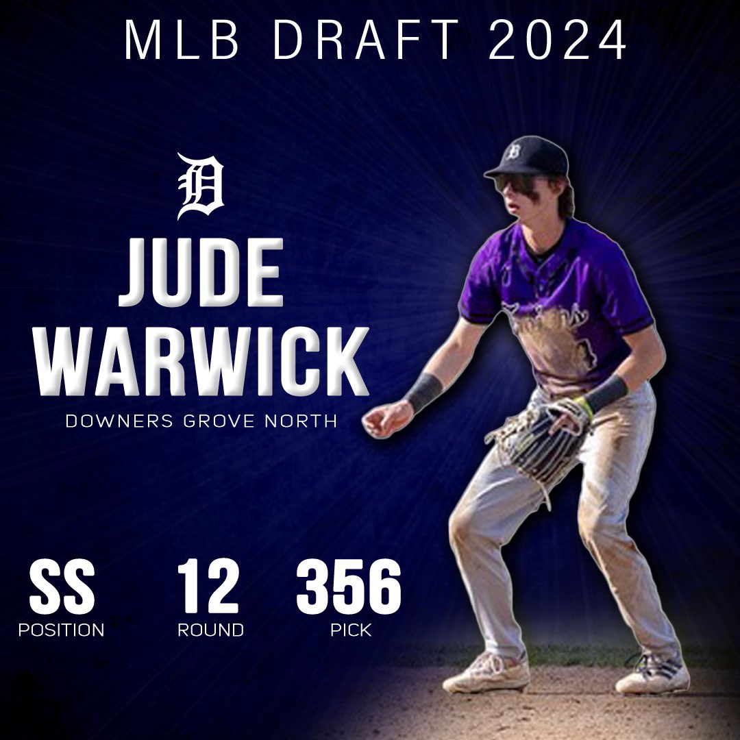 mr_kbriscoe's tweet photo. Congratulations to Jude Warwick  on being drafted in the 12th Rd. by the Detroit Tigers in the 2024 @MLBDraft! #MLBDraft @dgnathletics @Dist_99 https://t.co/qJKvxwxgmm