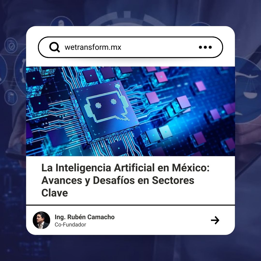 WeTransformmx's tweet photo. 🤖 Descubre los avances y desafíos de la Inteligencia Artificial en México en sectores clave. 🌐 
💡 No te pierdas esta oportunidad de entender cómo la IA está redefiniendo el futuro. ¡Lee el artículo completo ahora! https://t.co/Dcjt3XsZFc https://t.co/tijfdPicVK