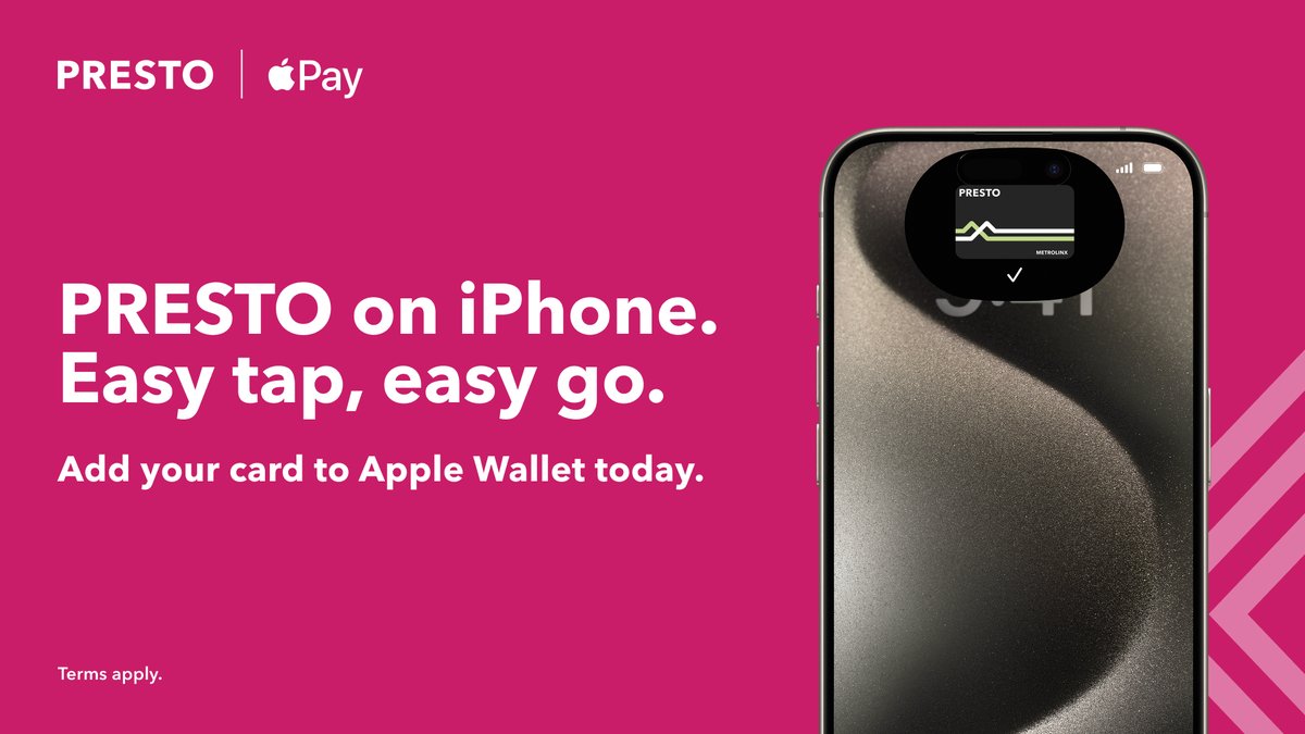 UPexpress's tweet photo. You read it right! With PRESTO in Apple Wallet, paying for transit has never been easier. Just hold your iPhone near the reader to tap and go. 🤩 #UPExpress #PRESTO #AppleWallet
Learn more- https://t.co/873HNFPT4o https://t.co/JRIHrJUlNx