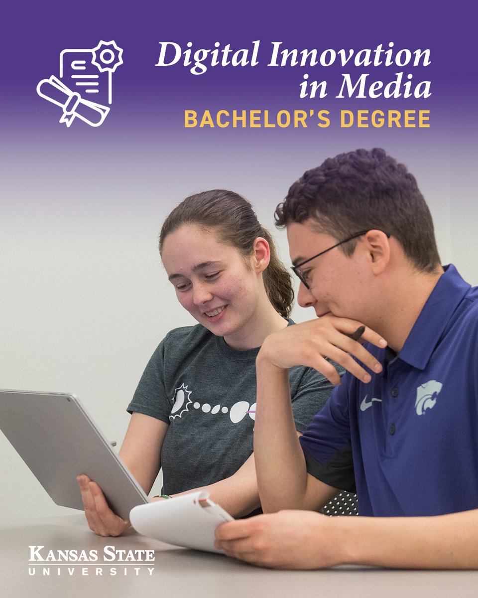 KState_Online's tweet photo. Earn a online Digital Innovation in Media bachelor’s degree! 🎓

💻 Use AI for digital and mobile marketing

💻 Design and code a mobile app and website

💻 Launch your own digital business

…and much more!

Info: https://t.co/G053IdoX9X https://t.co/YAocuWMnQR