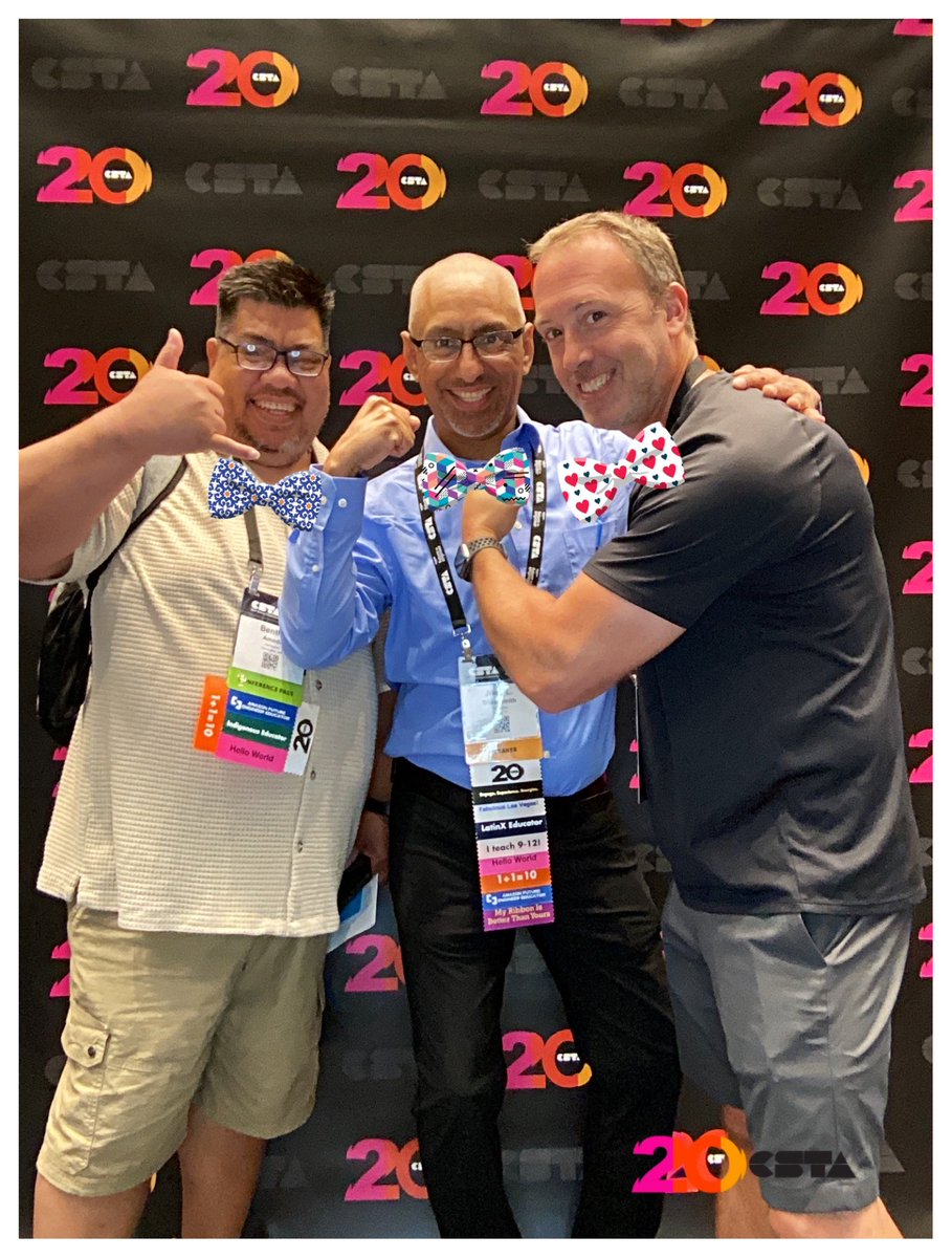 JoseLSilvaSmith's tweet photo. Glad to run into my @ExploringCS friends Kevin from Maine & Bentley from New Mexico at the CSTA 2024 Conference. You guys are amazing! β€οΈππ #TISDProud #TornilloISD #CSTA2024 #csteachersorg #ExploringCS https://t.co/vpchI3hQny
