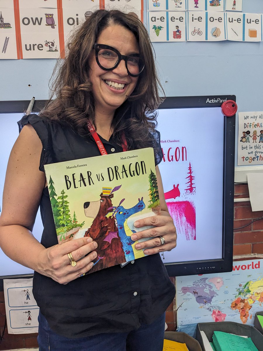 Great to have author Marcela Fernandez <a href="/marcelafwrites/">Marcela Ferreira</a> in today to share her book BEAR VS DRAGON with our year 2 children. #welovereading