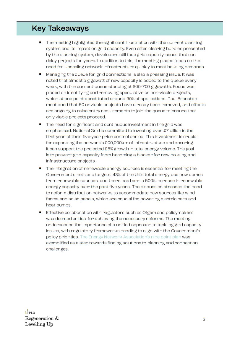PLGRegeneration's tweet photo. Last week, the PLG held a timely roundtable meeting discussing growth and grid connectivity with Paul Branston, Director of Regulation at National Grid Electricity Distribution.

Please find below some of our key takeaways from the meeting. https://t.co/n2OYq8g2Oq